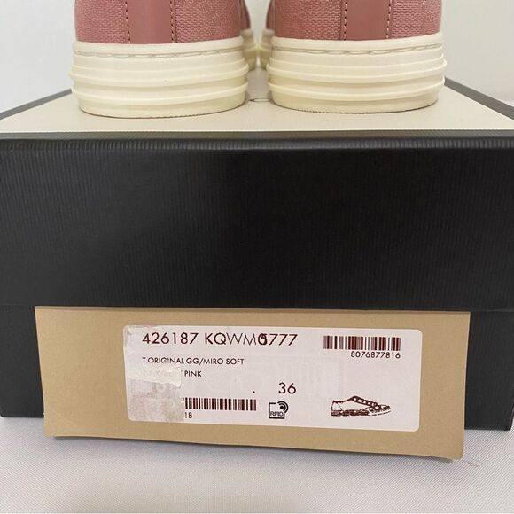 GUCCI Pink Canvas GG Low Top Sneakers - Picture 8 of 15